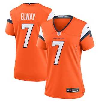 Womens Denver Broncos #7 John Elway Orange Retired Player Game Jersey Dzhi->women nfl jersey->Women Jersey